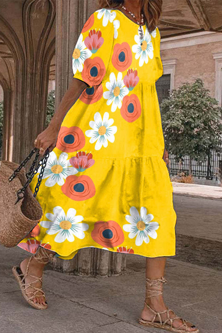 Ležerna haljina sa šarenim printom okruglog izreza (4 boje)