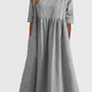 2023. Proljeće i ljeto nova jednobojna haljina od pamučnog platna s okruglim izrezom