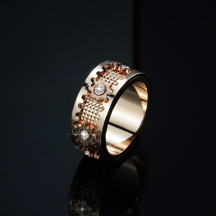 💖Reduceri de Ziua Tatălui🎁Inel cu bandă geometrică 3D ornamentat cu diamante lucrat manual